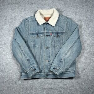 Levi's Premium Original Sherpa Denim‎ Jacket Women's Size Large Trucker Fitted